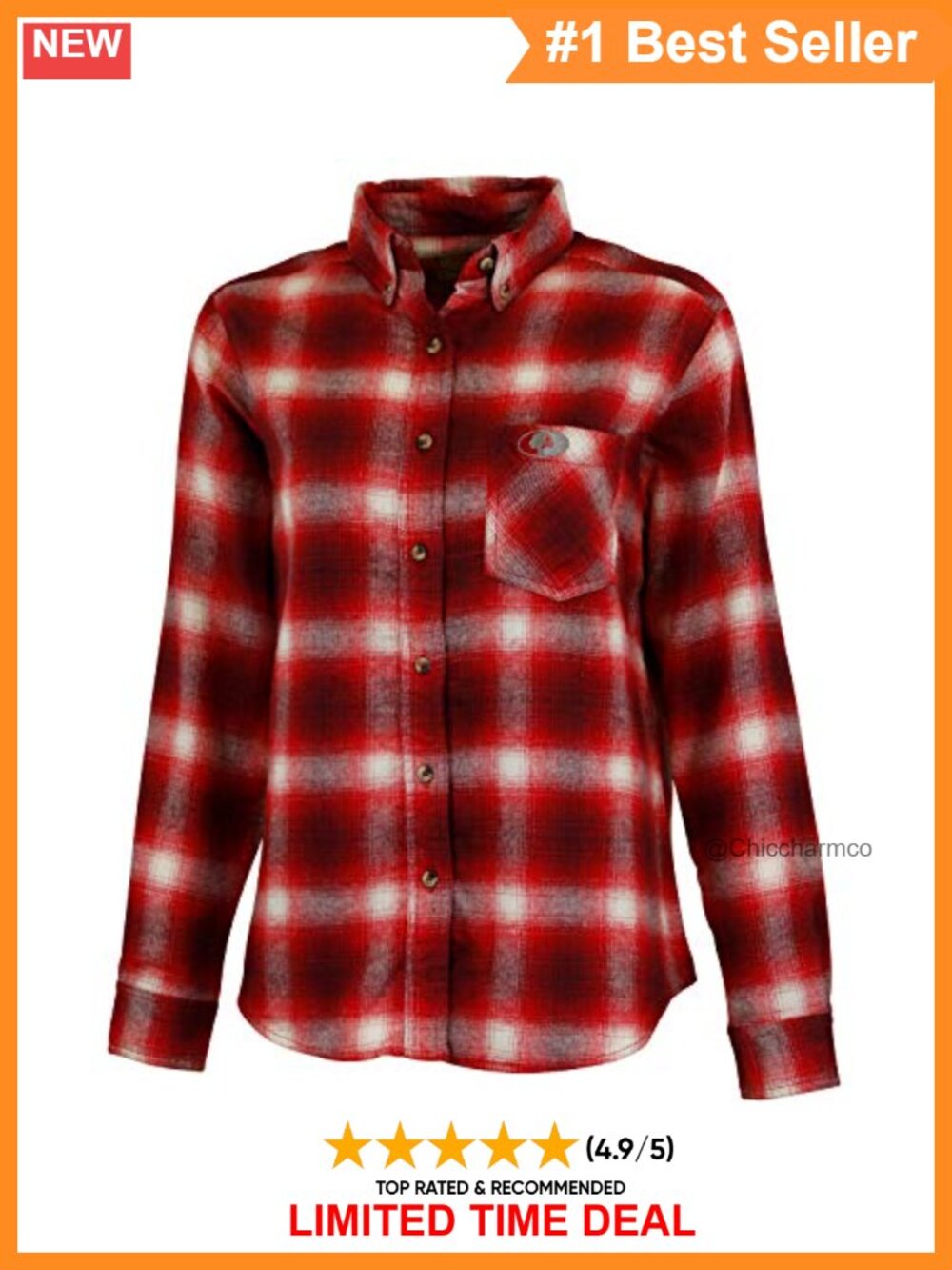 Womens Petite Flannel Shirt 60% Cotton Button Down Long Sleeve
